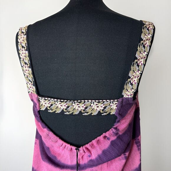 Free People RARE Womens XS MixedMedia Sheer Keyhole Back Tank Top Witchcore READ - Picture 6 of 12